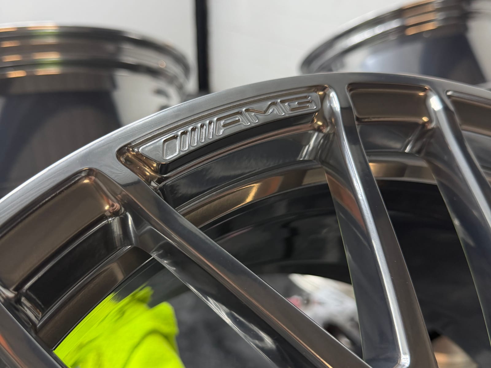 Hand-finishing a polished AMG wheel